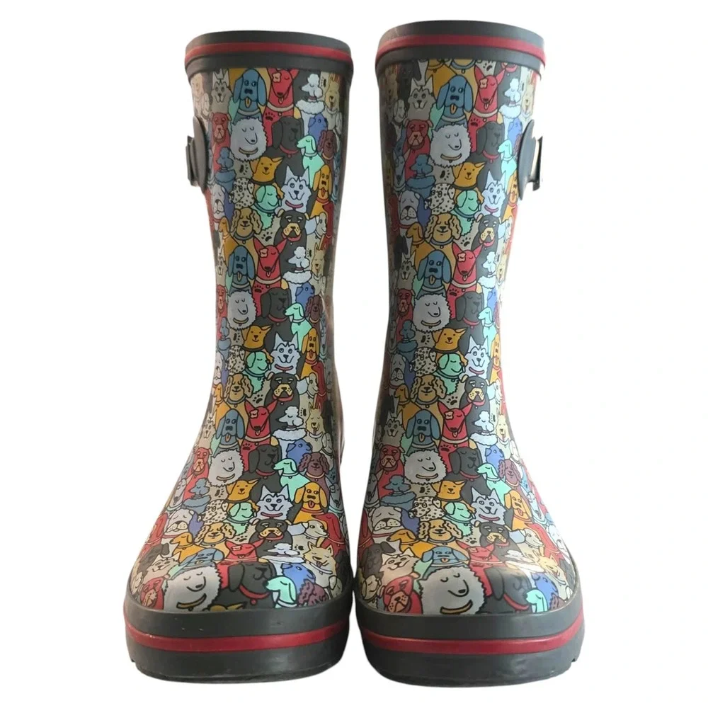 Skechers BOBS for Dogs Rain Boots Multi-Color Dog Print Womens 7